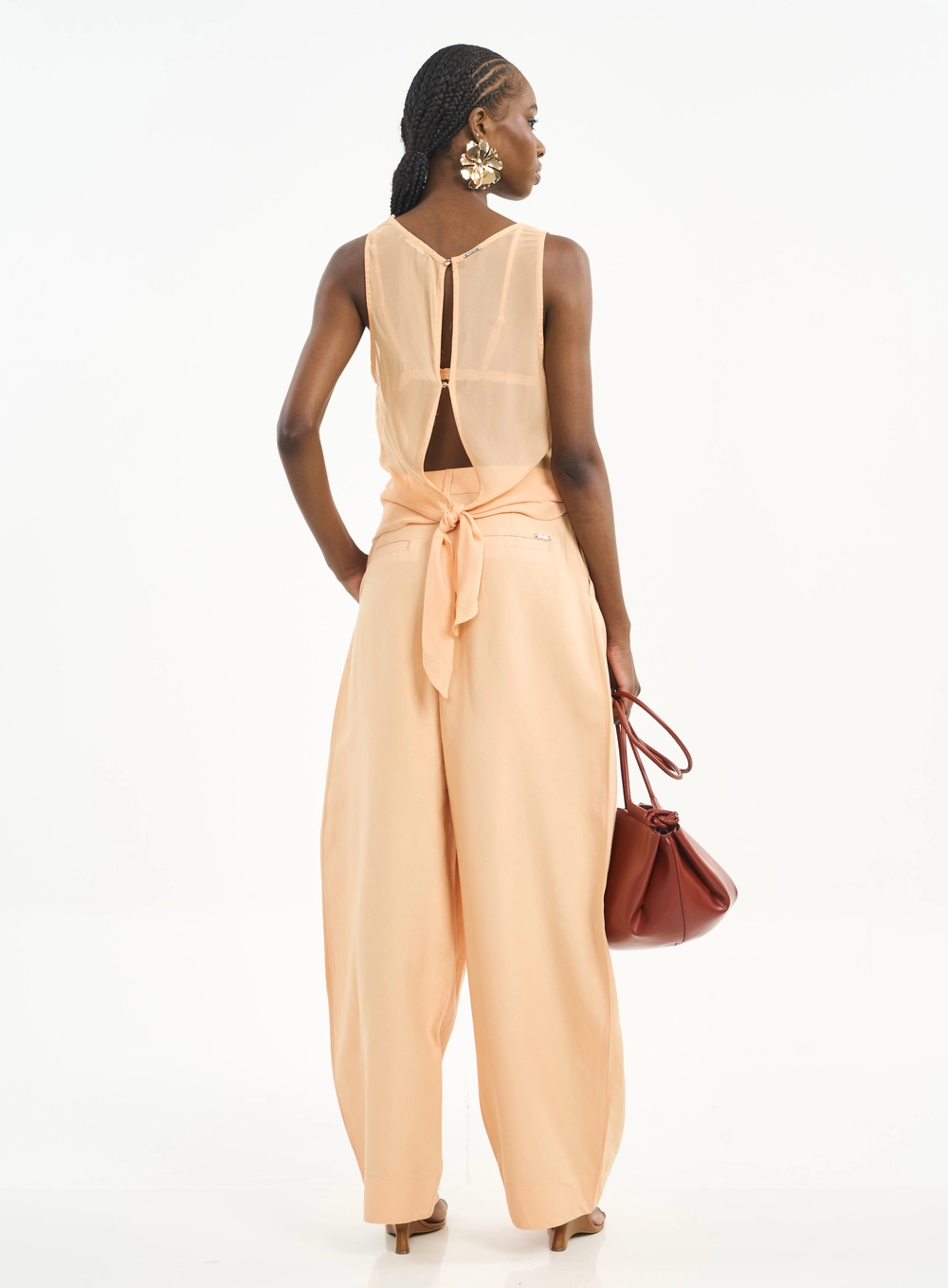 Blusa Gola Boba Com Amarração Laranja