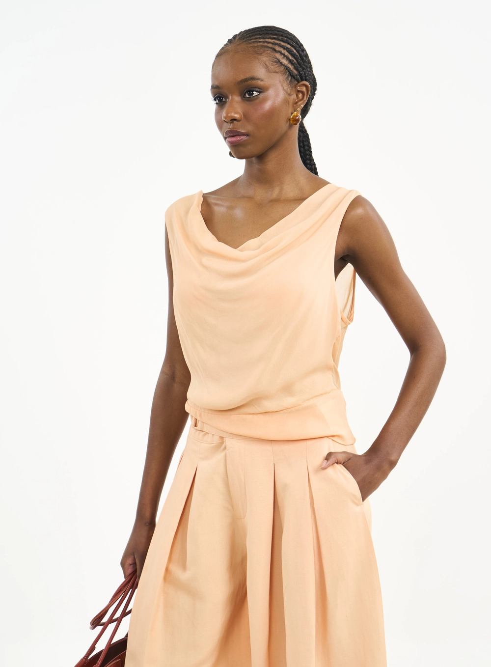 Blusa Gola Boba Com Amarração Laranja