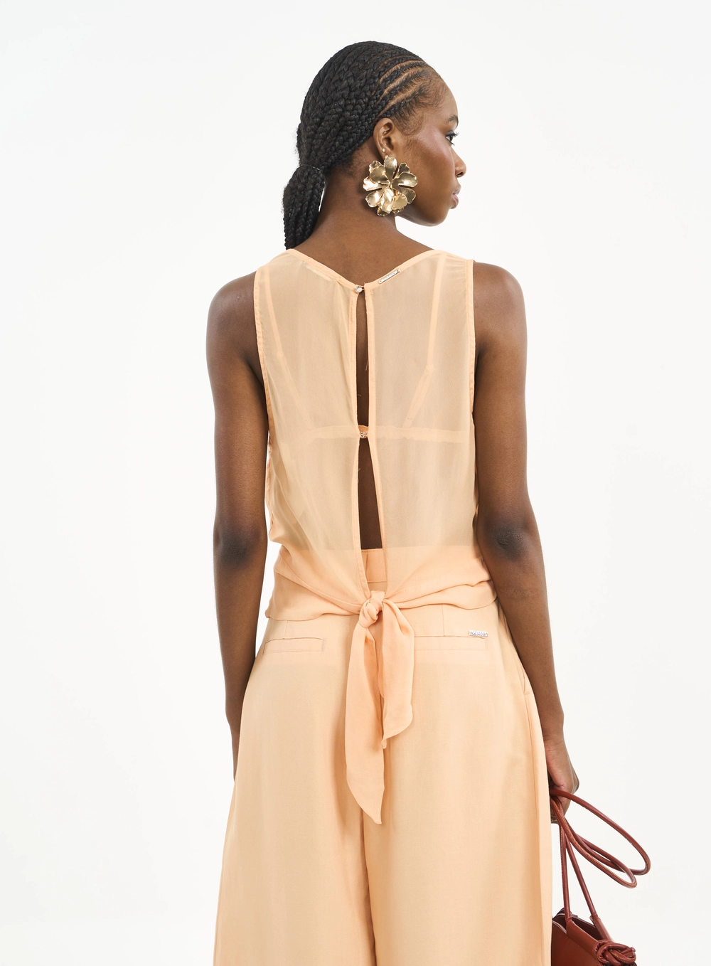 Blusa Gola Boba Com Amarração Laranja