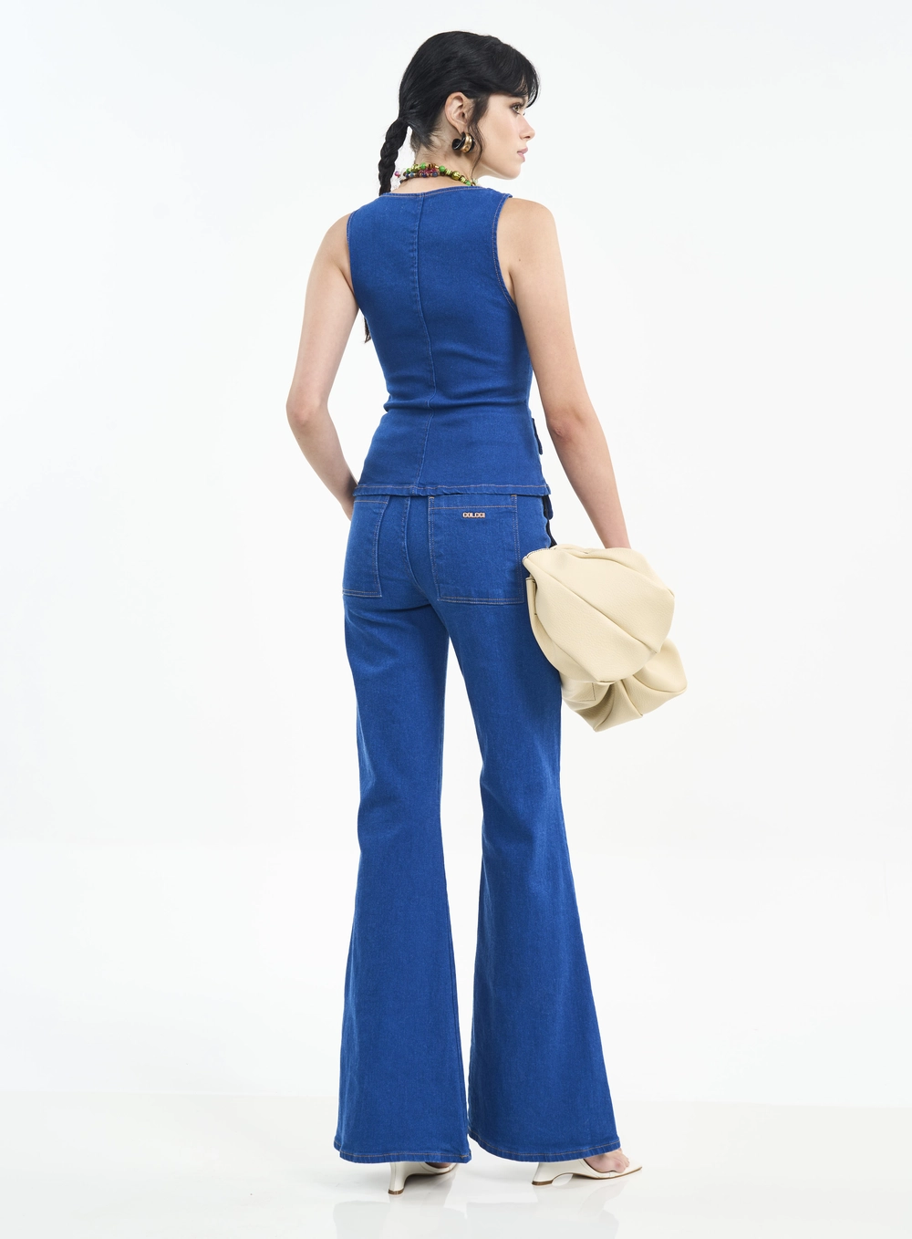 Blusa Jeans Com Botões E Lapelas Índigo