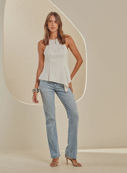 Calça Jeans Reta Cintura Alta Feminina - Diana