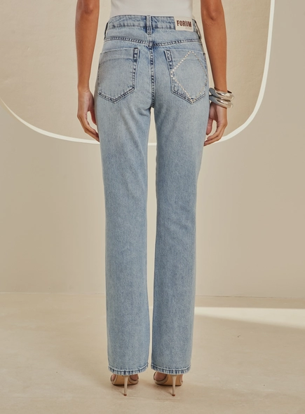 Calça Jeans Reta Cintura Alta Feminina - Diana