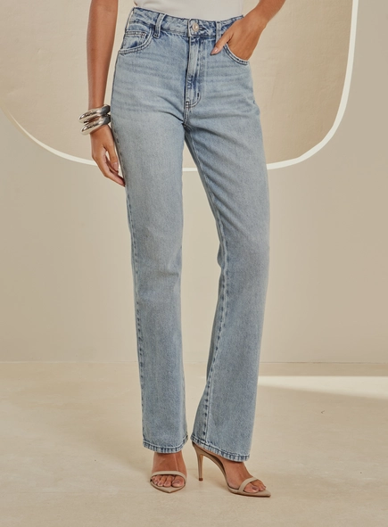 Calça Jeans Reta Cintura Alta Feminina - Diana