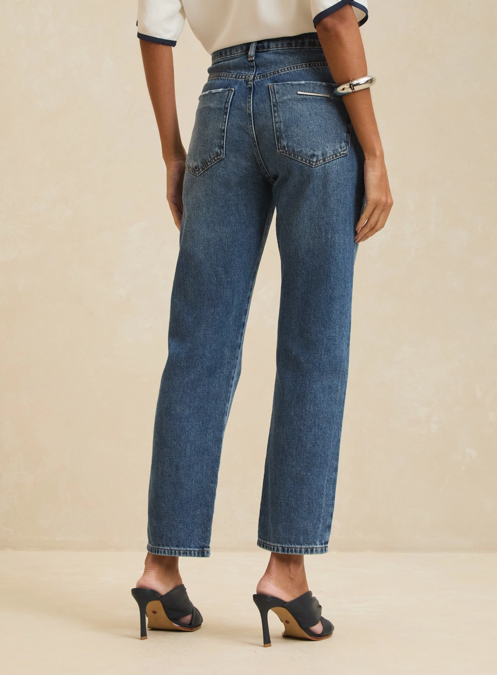 Calça Jeans Reta Cintura Alta Denim Médio  - Nadia Índigo 2