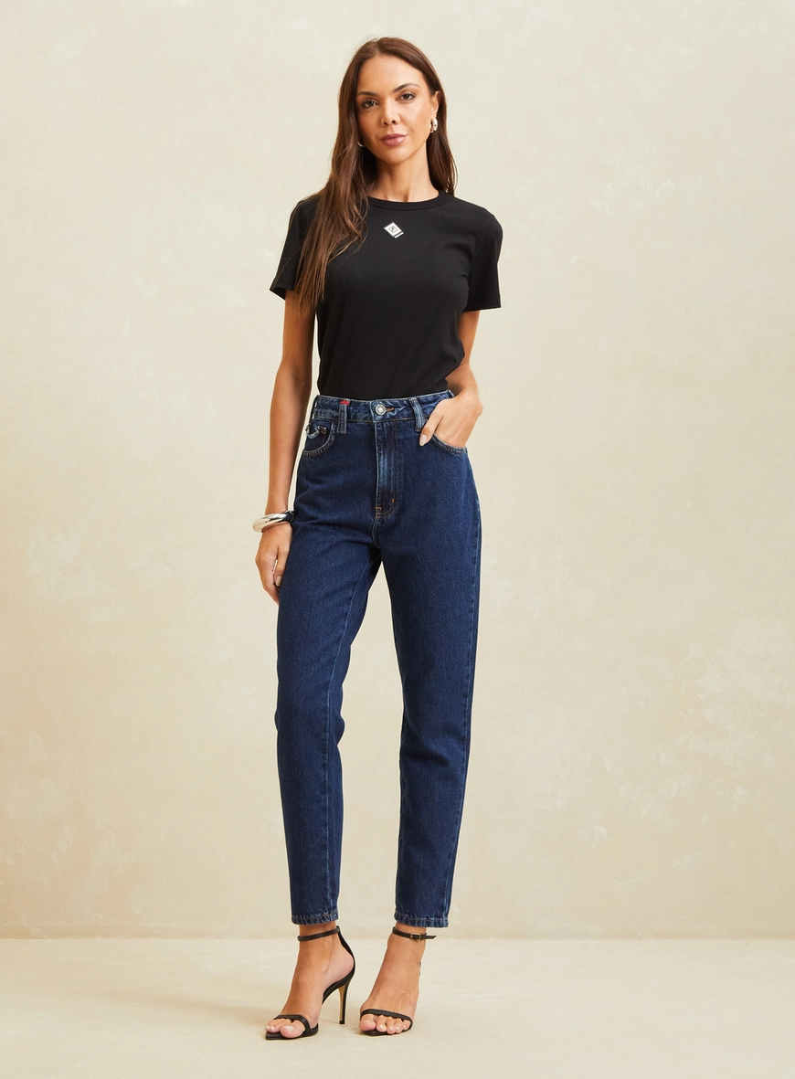 Calça Jeans Reta Cintura Alta Escura - Lola Índigo 1
