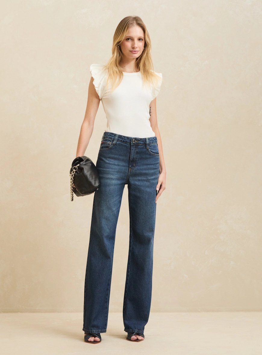 Calça Jeans Feminina - Raquel Wide Leg Índigo