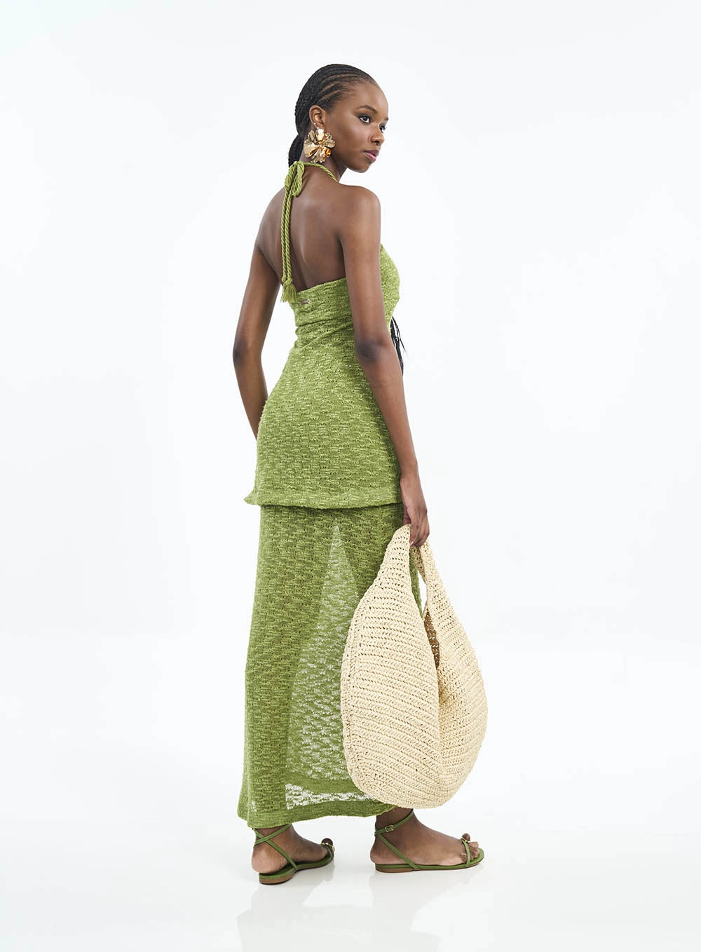 Blusa Com Amarração Texturizada Tricô Verde