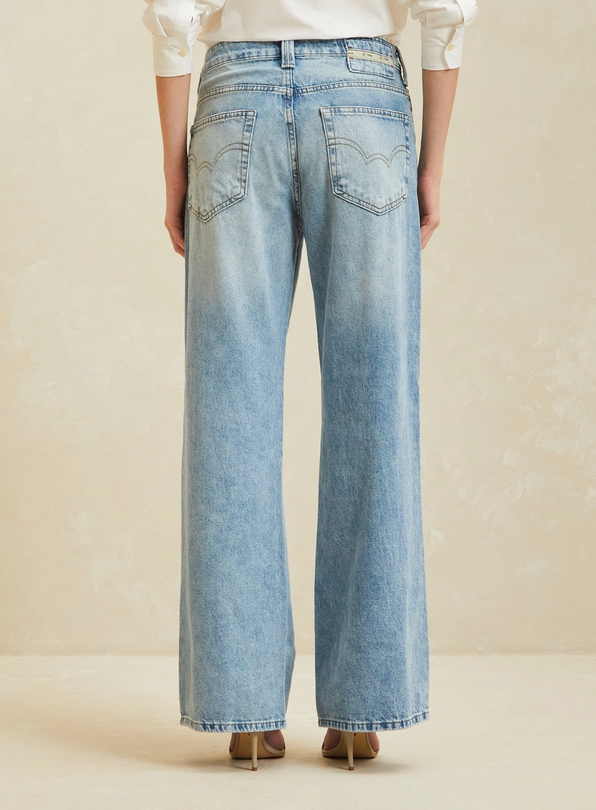 Calça Jeans Wide Leg Ampla Cintura Alta - Ayla Índigo 2