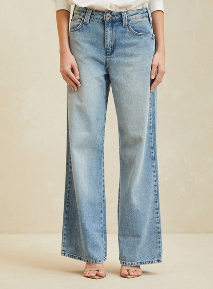 Calça Jeans Wide Leg Ampla Cintura Alta - Ayla