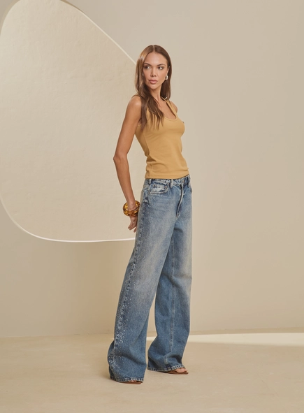 Calça Jeans Feminina New Com Aplicação