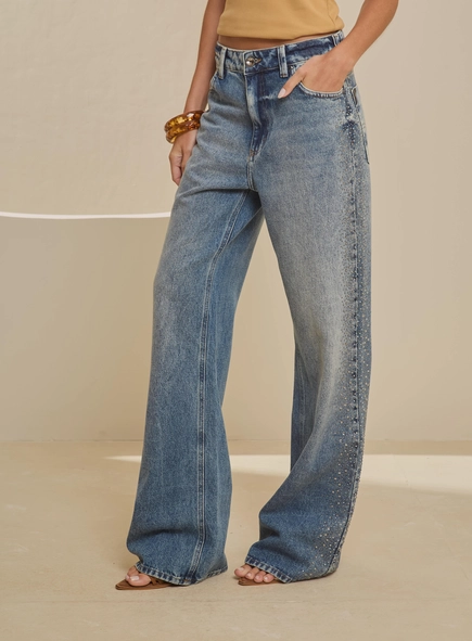 Calça Jeans Feminina New Com Aplicação