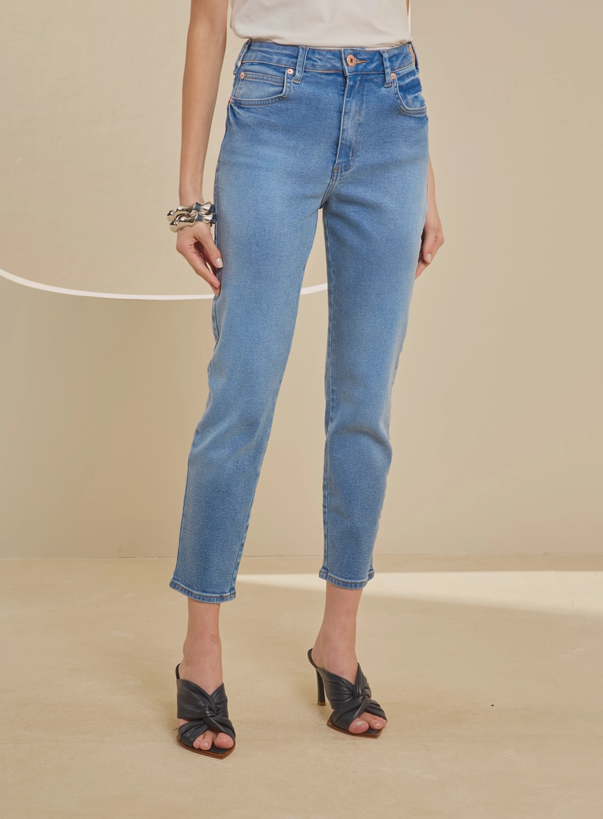 Calça Jeans Ajustada Cropped - Lola Stretch Índigo 3