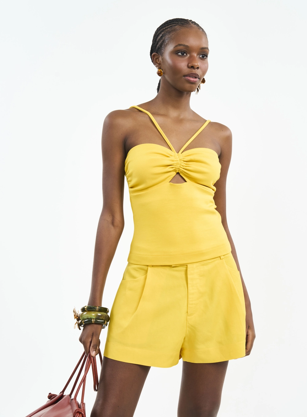 Blusa Slim De Alças Finas Amarelo