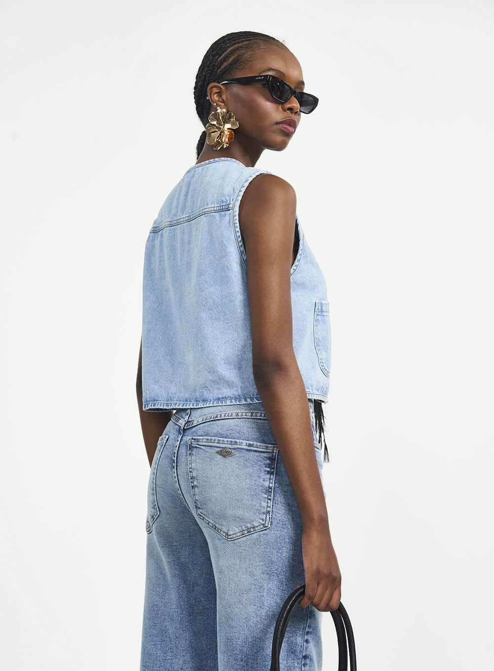 Blusa Jeans Comfort Com Amarrações Índigo