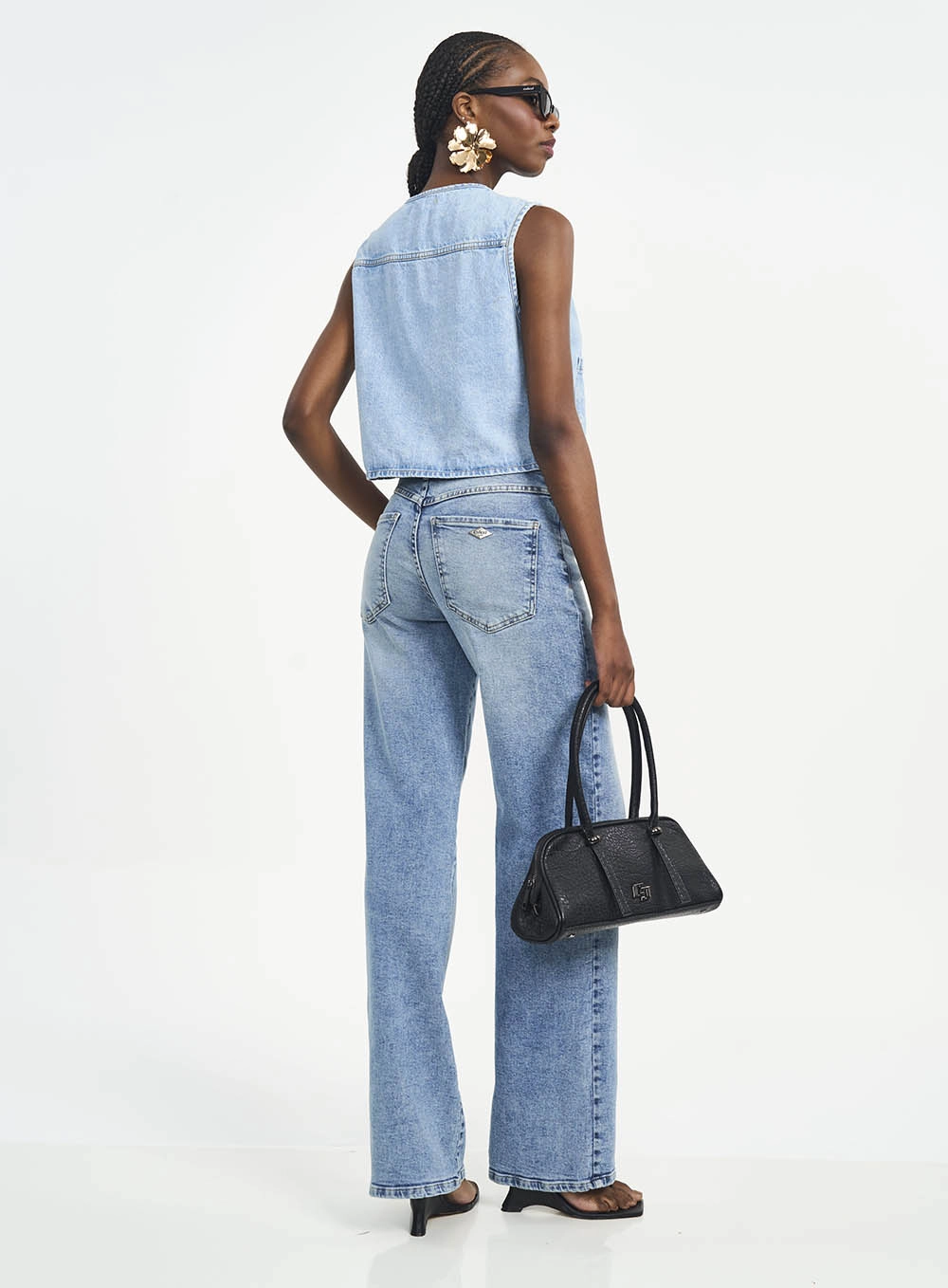 Blusa Jeans Comfort Com Amarrações Índigo