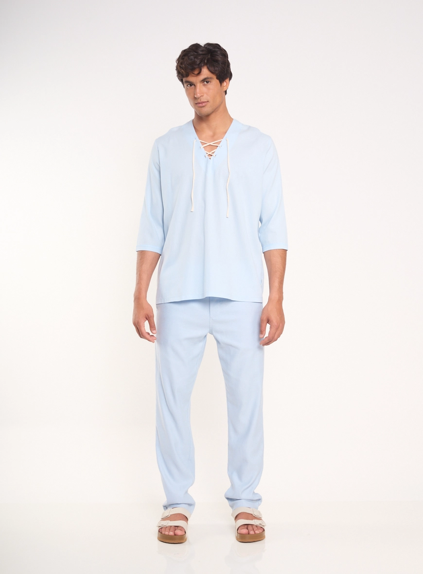 Blusa Manga Longa Masculina Resort Com Amarração