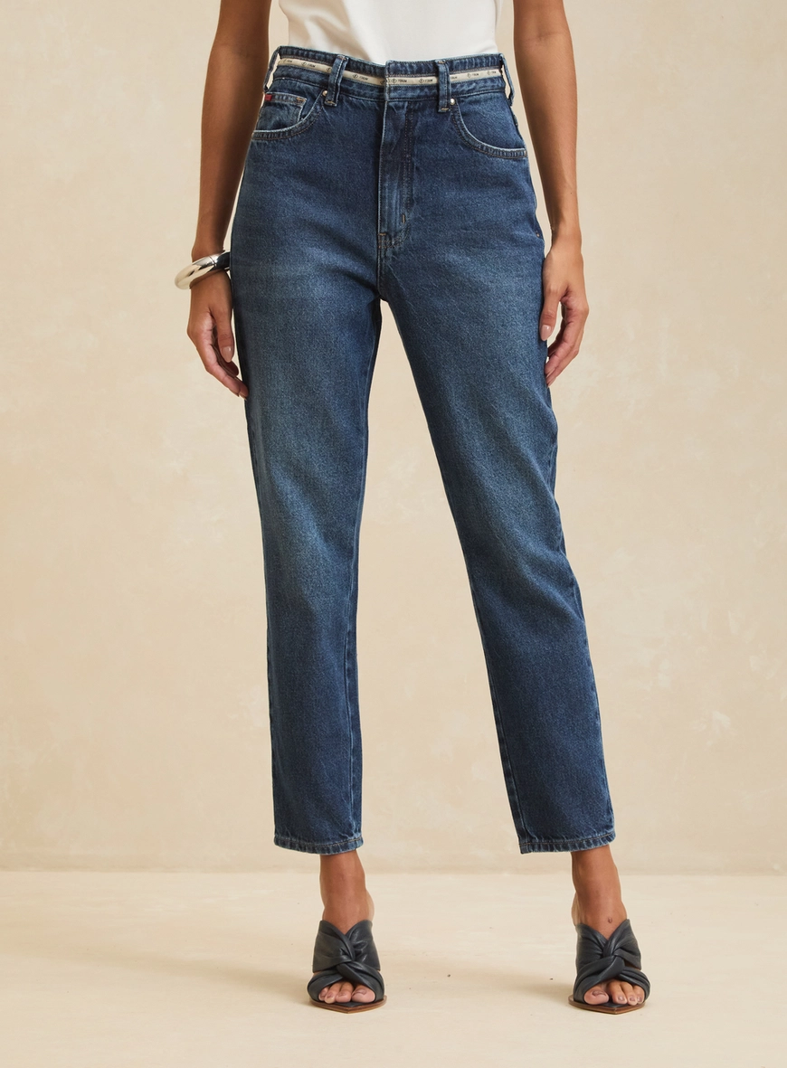 Calça Jeans Reta Cintura Alta Escura - Lola Índigo 3