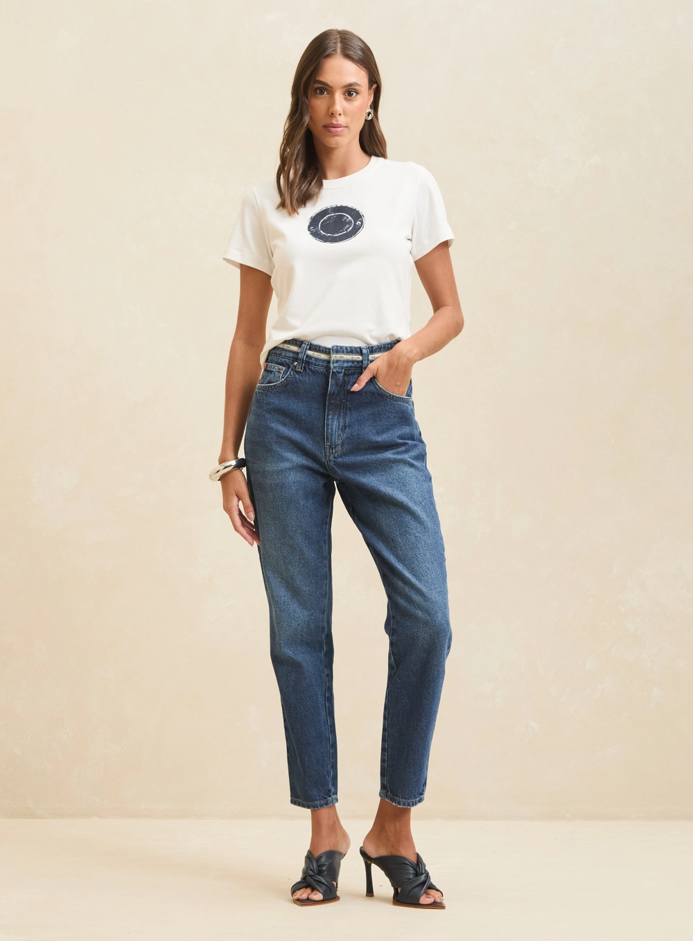 Calça Jeans Reta Cintura Alta Escura - Lola Índigo 1