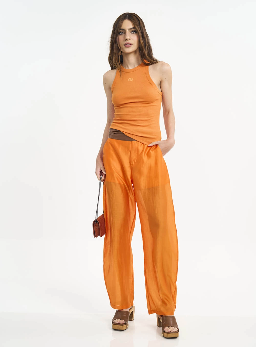 Regata Slim Canelada Feminina Laranja