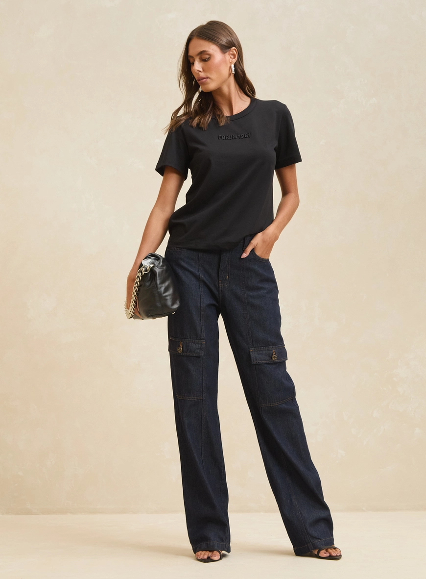 Calça Jeans Índigo Escuro - Raquel Wide Leg Índigo