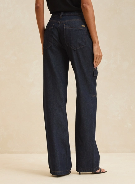 Calça Jeans Índigo Escuro - Raquel Wide Leg