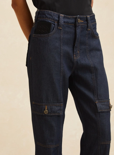Calça Jeans Índigo Escuro - Raquel Wide Leg