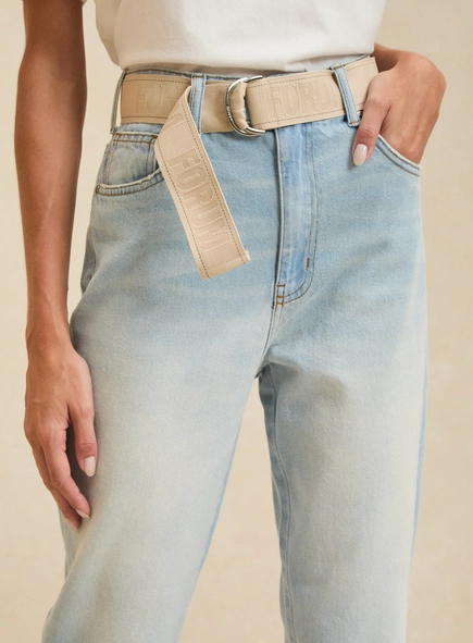 Calça Jeans Reta Feminina Com Cinto - Lola