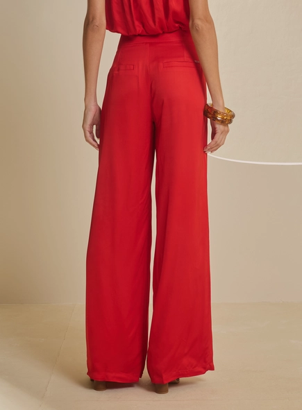 Calça Feminina Ampla Detalhe Botões