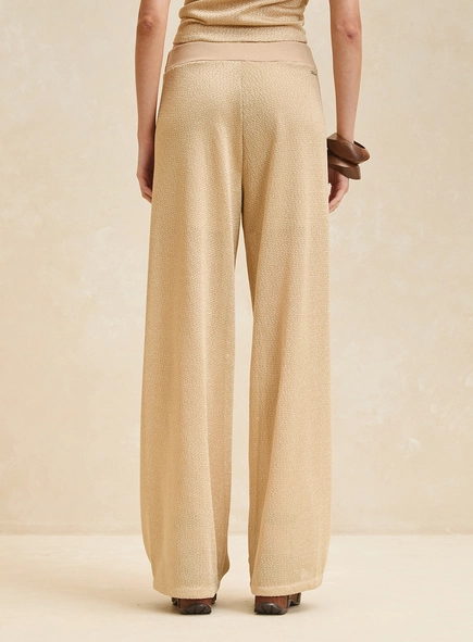 Calça Feminina Pantalona Em Malha Texturizada