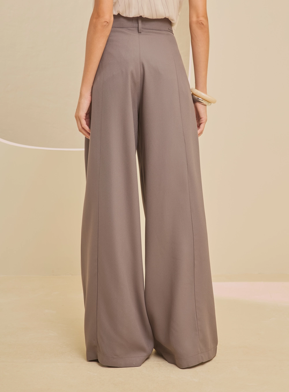 Calça Alfaiataria Feminina Pantalona Cinza 2