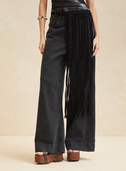 Calça Jeans Feminina Baggy Com Cinto