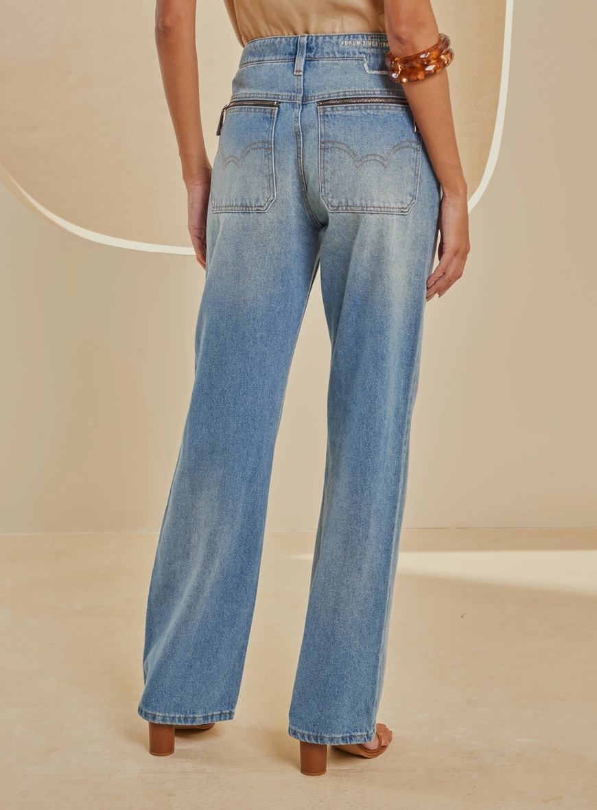 Calça Jeans Wide Leg Lavagem Clara - Raquel Índigo 2