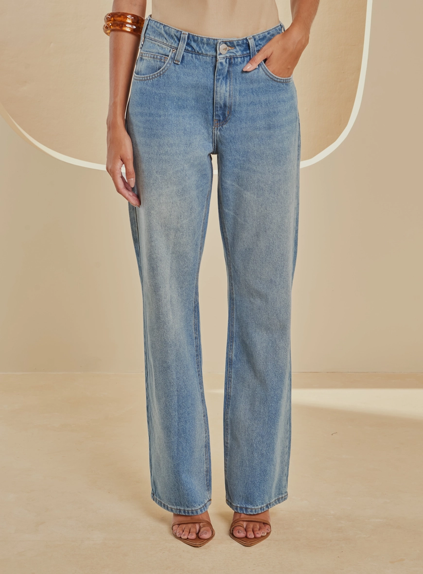Calça Jeans Wide Leg Lavagem Clara - Raquel Índigo 3