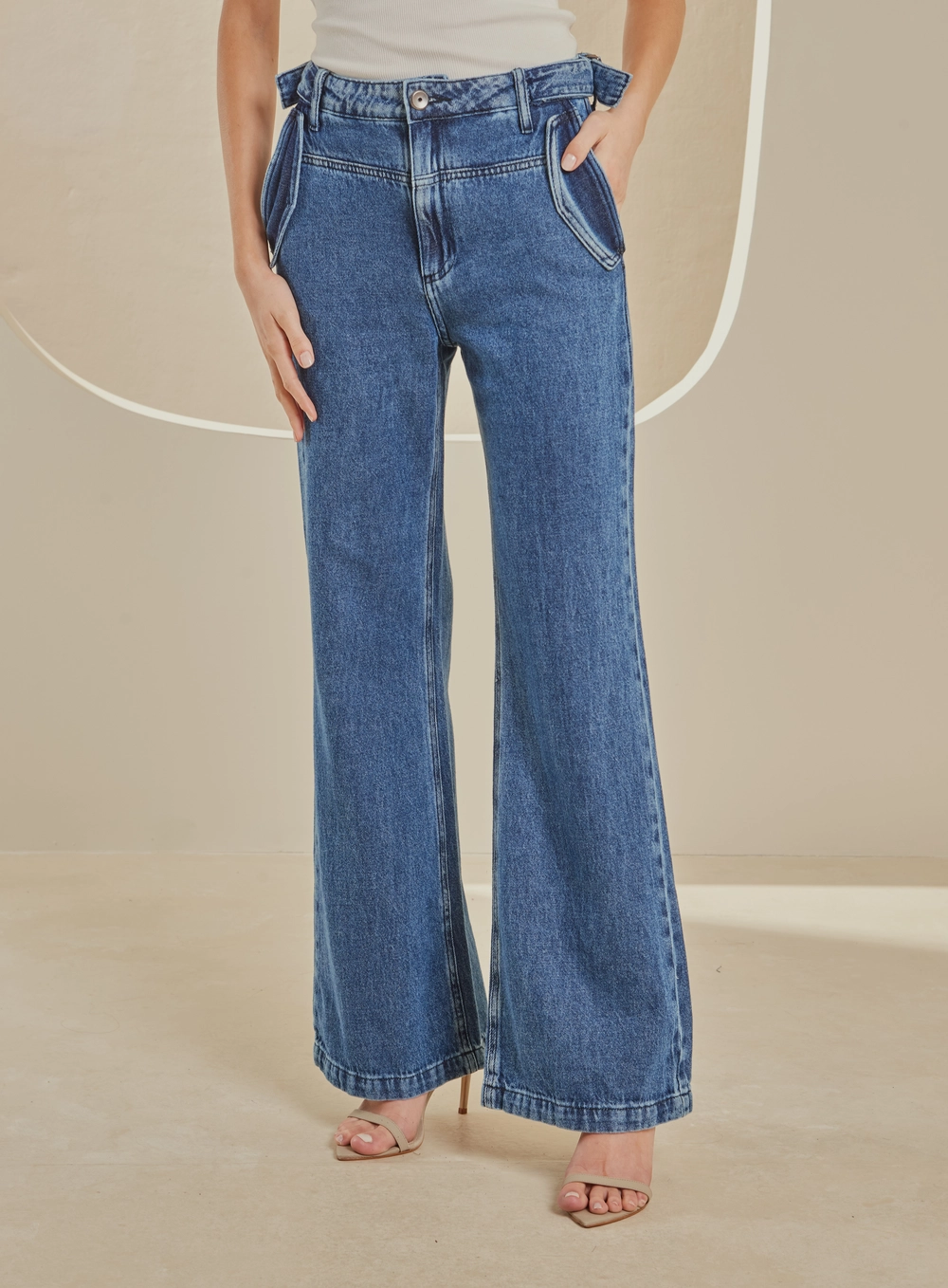 Calça Jeans New Cós Com Ajuste Cintura Alta Índigo 3