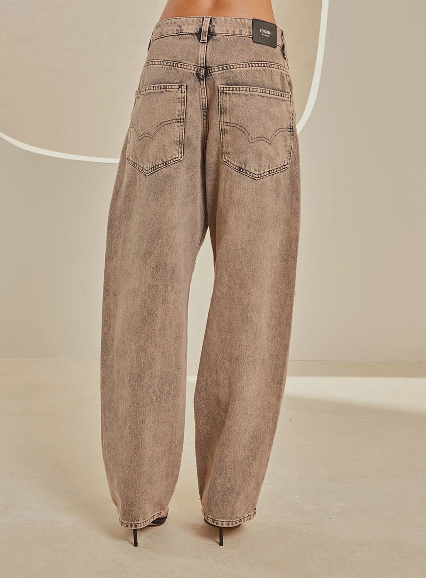 Calça Jeans Feminina Oversized Bicolor Indigo Preto