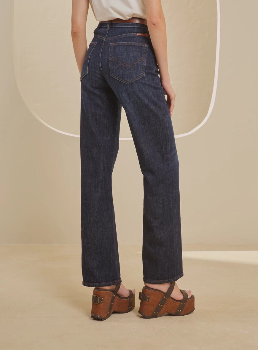 Calça Jeans Ajustada Com Cinto - Bella Stretch Índigo 2