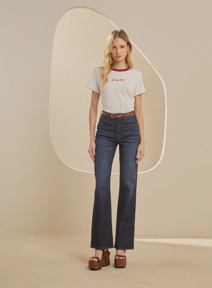 Calça Jeans Ajustada Com Cinto - Bella Stretch