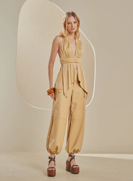 Calça Feminina Jogger Em Pu