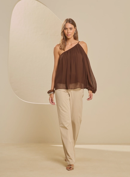 Calça Sarja Alfaiataria Ampla - Bella Stretch