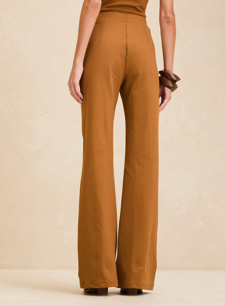 Calça Feminina Pantalona Cintura Alta Marrom