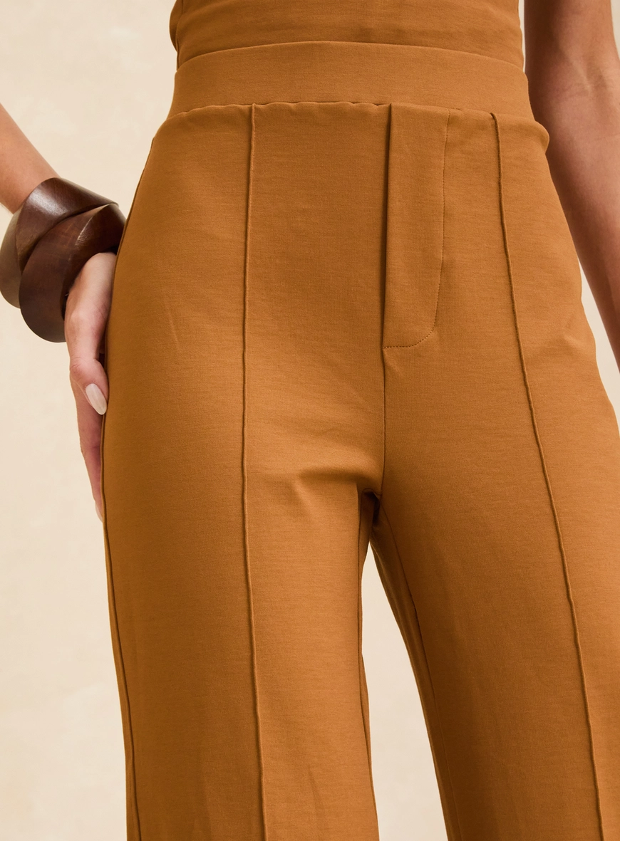 Calça Feminina Pantalona Cintura Alta Marrom