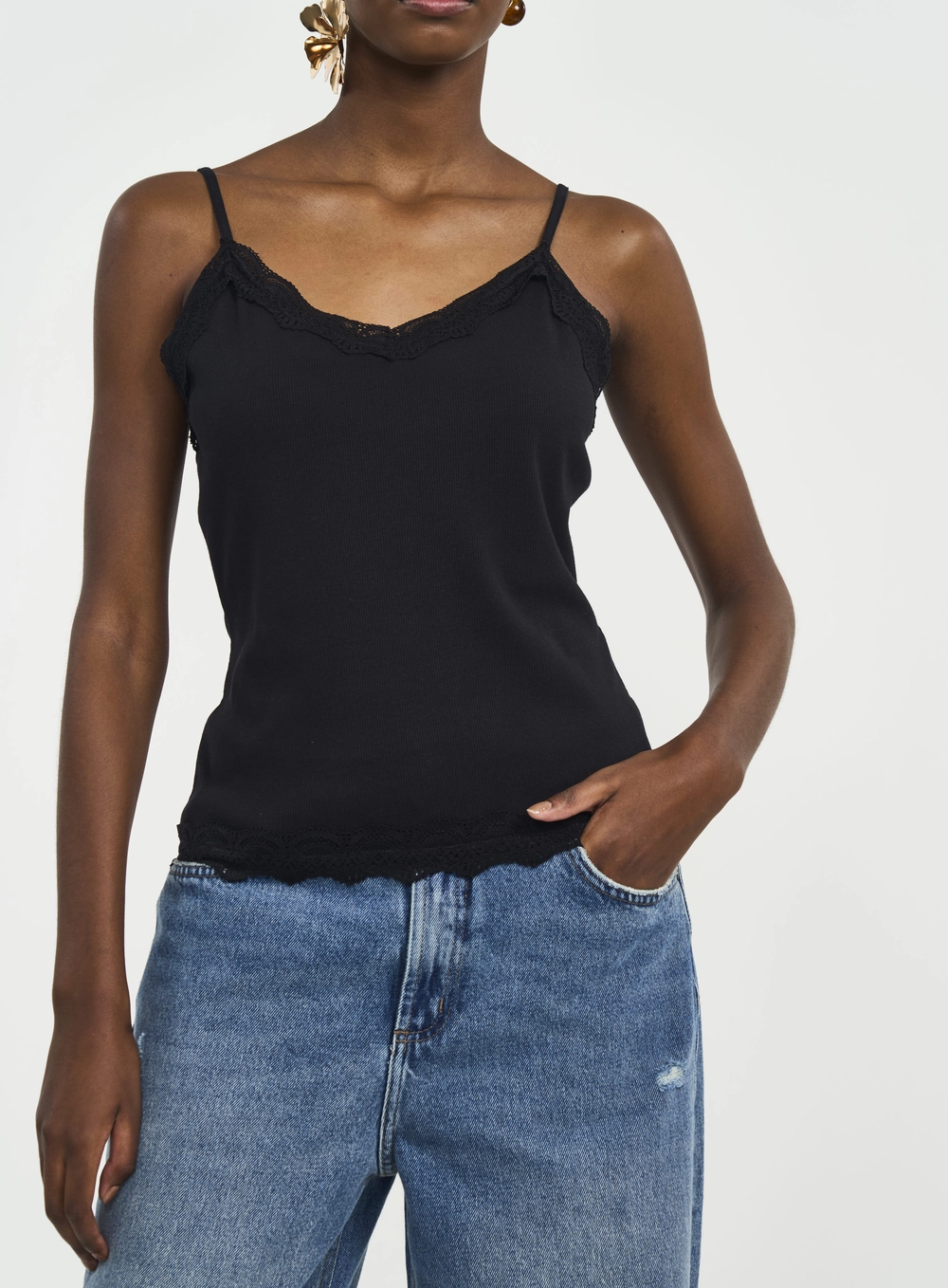 Regata Feminina Slim Relax Canelada Pack 2 Peças PRETO