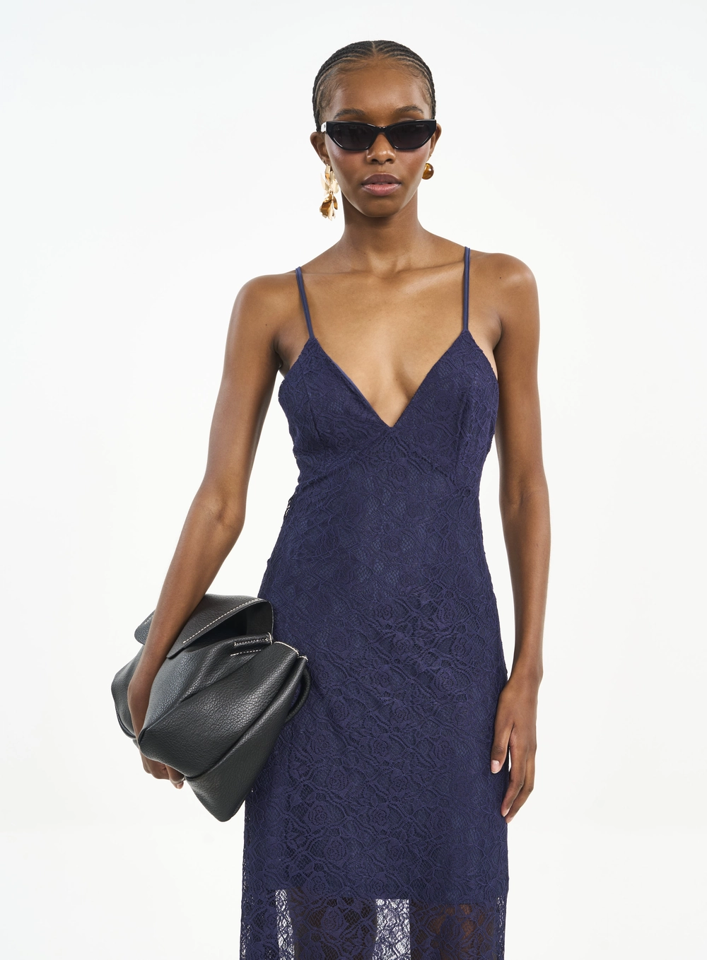 Vestido Longo Com Transparência E Costas Abertas Azul