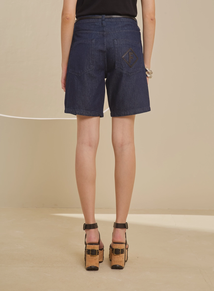 Bermuda Jeans Feminina Com Cinto - Raquel Índigo 2