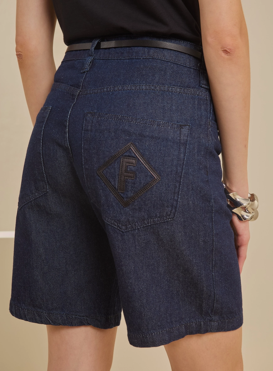 Bermuda Jeans Feminina Com Cinto - Raquel Índigo 4