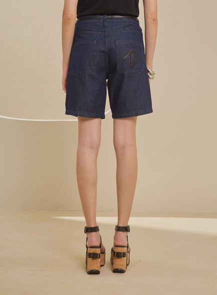 Bermuda Jeans Feminina Com Cinto - Raquel