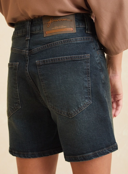 Bermuda Jeans Reta Cintura Alta Feminina - Ayra