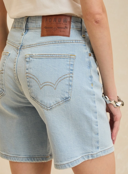 Bermuda Jeans Reto Cintura Alta Feminino - Raquel