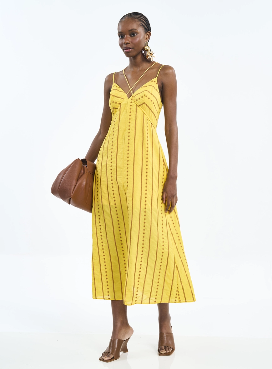 Vestido Midi Com Estampa E Amarração