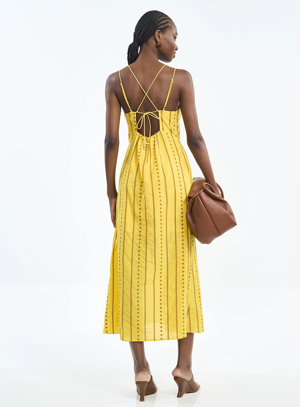 Vestido Midi Com Estampa E Amarração Estampados